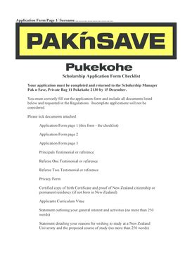 Fillable Online Scholarship Application Form Checklist Fax Email Print ...