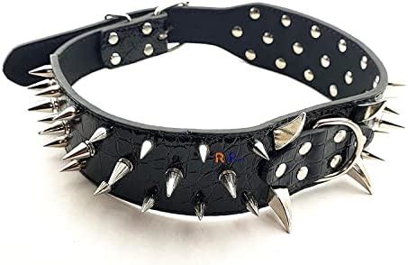 Buy Pups&Pets Dog Adjustable Spiked Leather Collar|Stainless-Steel ...