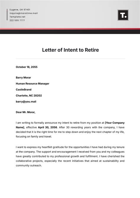 Retirement Letter Template - prntbl.concejomunicipaldechinu.gov.co