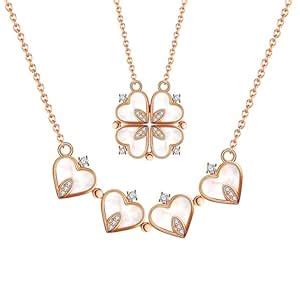 The Aira Bling Dual wear Magnetic Heart Clover Necklace for Women ...