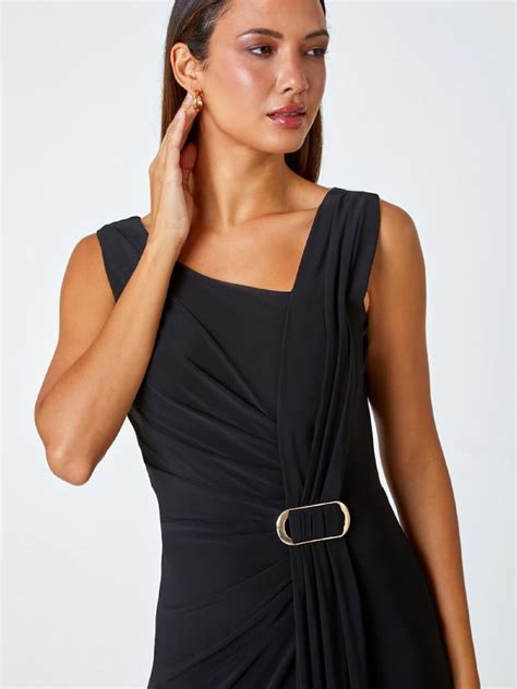 Buy Roman Black Draped Buckle Detail Maxi Dress from Next India