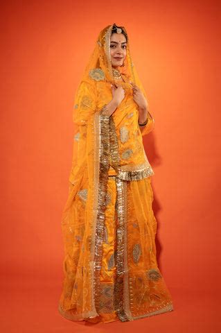 kesariya Pure Silk Satin chanderi handwork rajputi Poshak with pure od ...