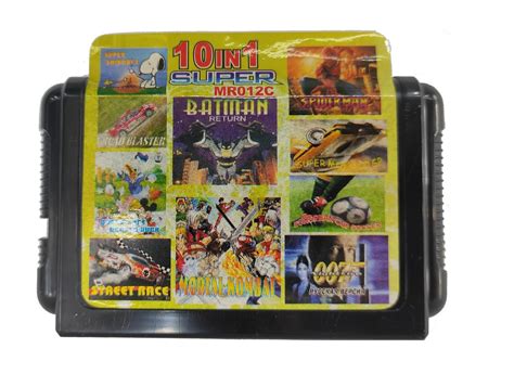 TCOS TECH 10 in 1 Cartridge for Sega Mega Drive 16 Bit Video Game ...