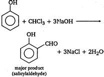 When phenol is treated with CHCl3 and NaOH the product formed is