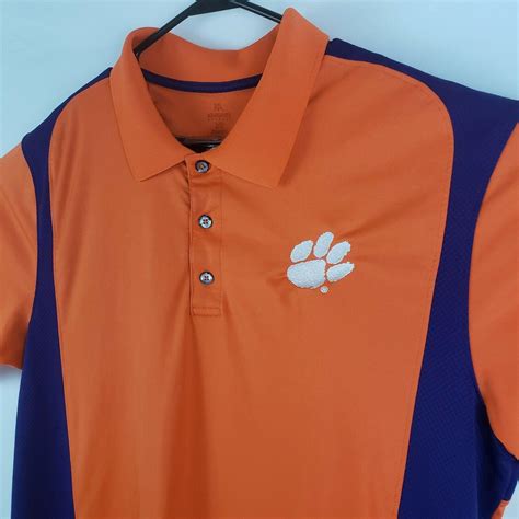 Clemson Tigers Football Mens Polo Shirt XL Orange Purple ProEdge ...