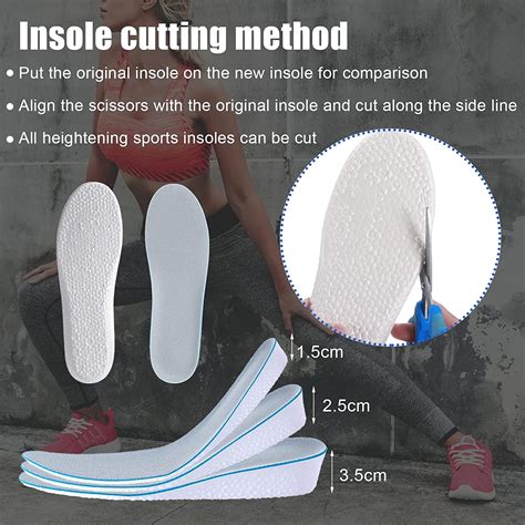 Buy 3 Pairs Height Increase Insoles 1.5cm/2.5cm/3.5cm Elevated Shoe ...