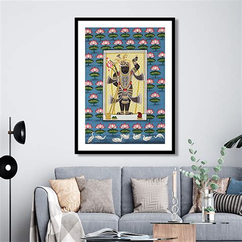 Shrinath ji Kamal Talai Pichwai Art Painting For Home Wall Art Decor