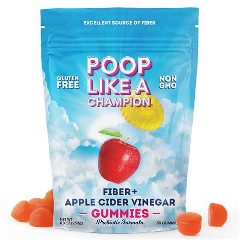 Poop Like A Champion Apple Cider Vinegar Gummies - Fiber Gummies for ...