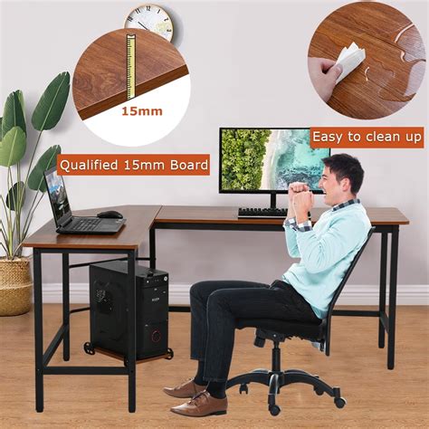 Buy Computer Desk Gaming Desk Office L Shaped Desk PC Wood Home Large ...