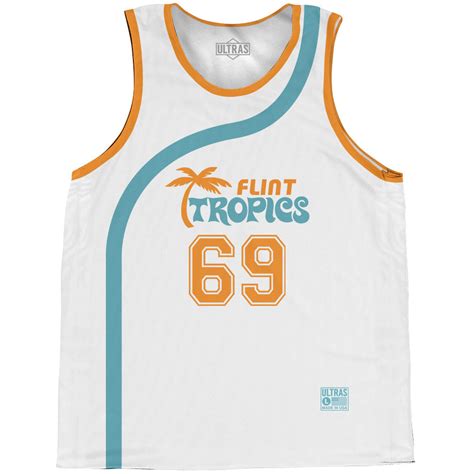 Flint Tropics Downtown 69 Basketball Practice Singlet Jersey-White