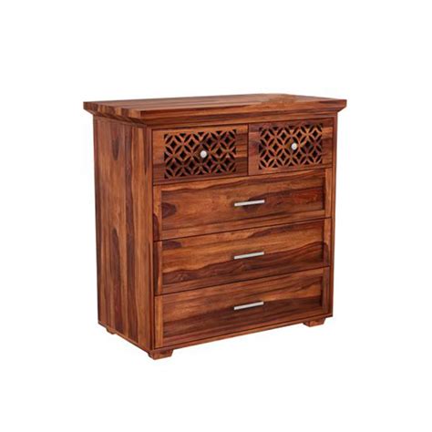 Solid Sheesham Wood Chest of Drawers in Honey Finish – Buy Solid ...