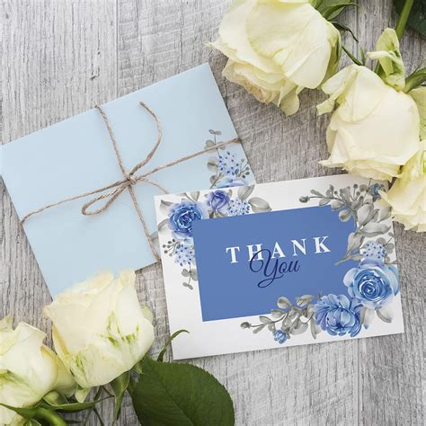 Clickedin Blank Thank You Note Card, Elegant Floral Design, 24 Cards ...