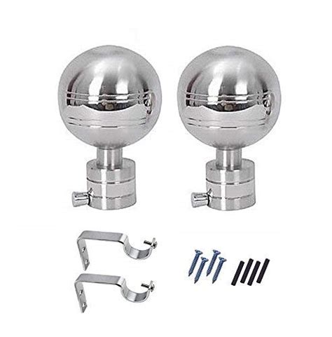 Buy RIC Store Home Decor Ball Chrome Curtain Finials Stainless Steel ...