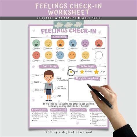 Feelings Check-in Worksheet for Kids, Emotions Identification via Emojis, SEL Child Therapy ...
