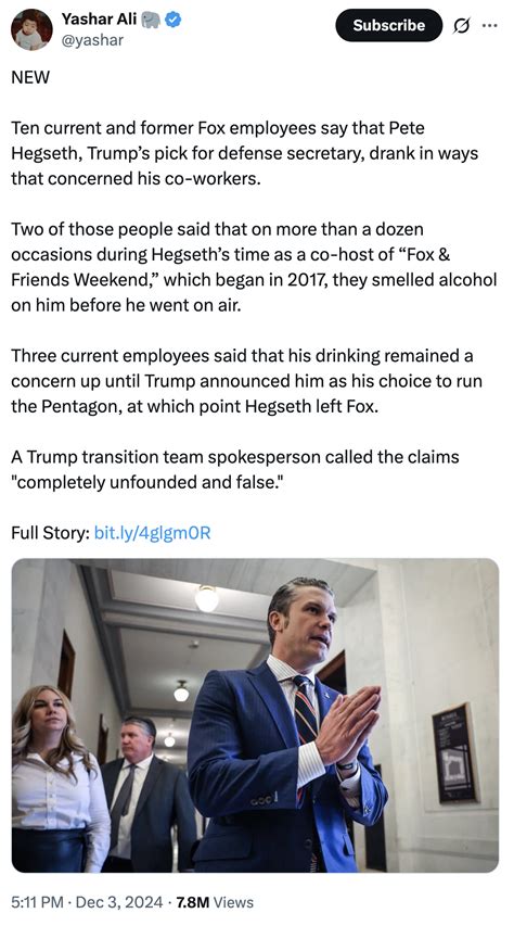 Ten current and former Fox employees say that Pete Hegseth, Trump’s ...