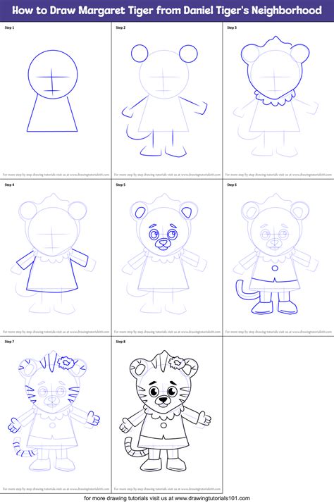 How to Draw Margaret Tiger from Daniel Tiger's Neighborhood (Daniel ...
