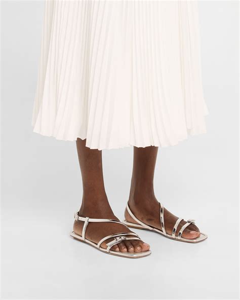 Stuart Weitzman Georgie Metallic Strappy Flat Sandals | Neiman Marcus