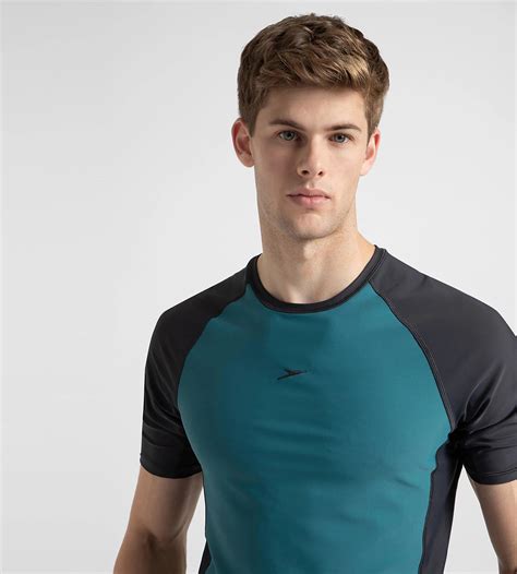 Buy Speedo Men's Enduraflex Short Sleeve Suntop - Swell Green & Oxid ...