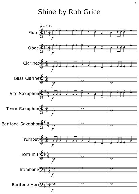 Shine by Rob Grice - Sheet music for Flute, Oboe, Clarinet, Bass Clarinet, Alto Saxophone, Tenor ...