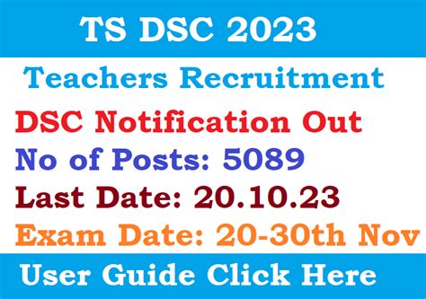 TS DSC Recruitment 2023 for 5089 Teacher Posts Notification, Syllabus ...