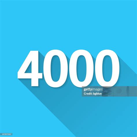 4000 Four Thousand Icon On Blue Background Flat Design With Long Shadow ...