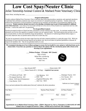 Spay-Neuter Cat Form - Joliet Township Animal Control ...