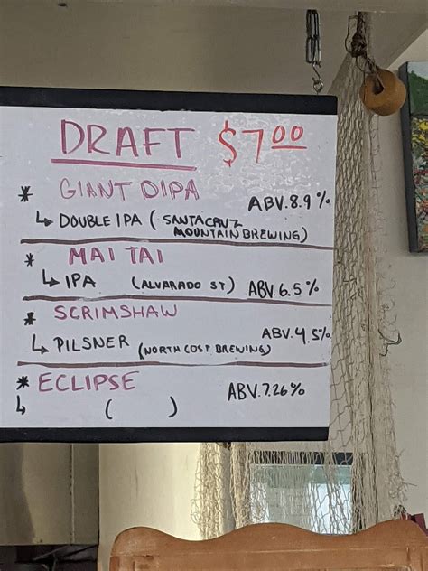 Menu at Sea Harvest Moss Landing restaurant, Moss Landing