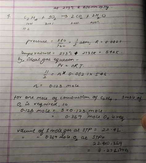 What volume of Oxygen at STP is required to affect the combustion of 11 ...