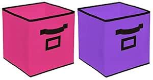 Heart Home Non Woven 2 Pieces Small Foldable Storage Organiser Cubes ...