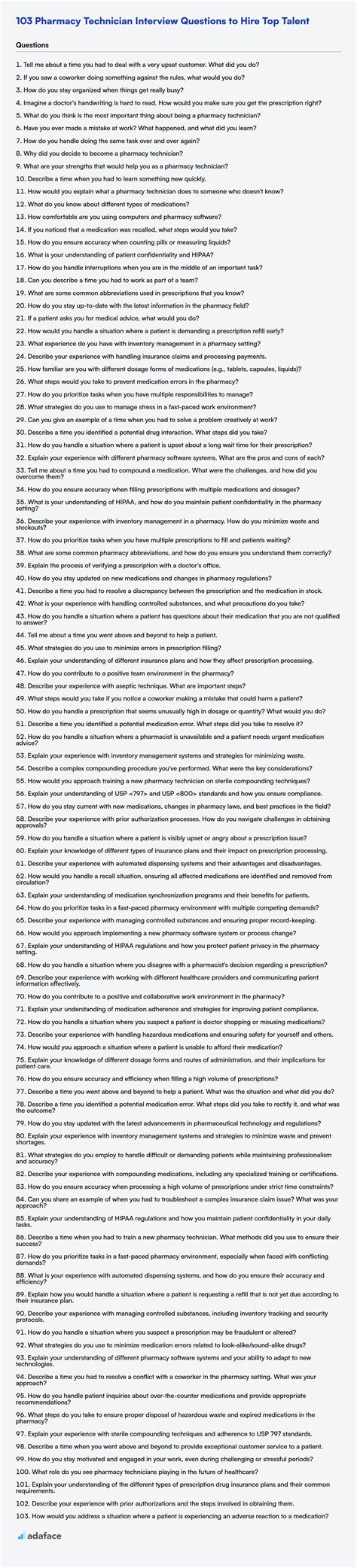 103 Pharmacy Technician Interview Questions