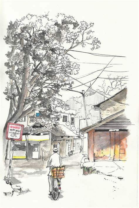 Buy Painting Old Town Street Artwork No 9270 by Indian Artist Deshpande ...