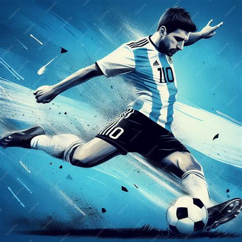 Premium Photo | Messi kicking soccer ball with strength