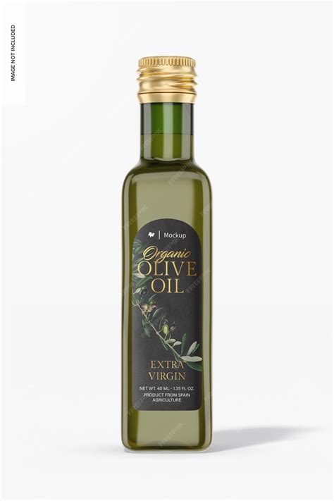 Premium PSD | 40 ml olive oil bottle mockup, front view