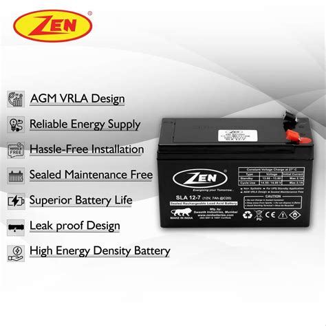 SMF UPS Batteries - ZEN SLA 12-12 SMF VRLA (12 Volts 12Ah) Manufacturer ...