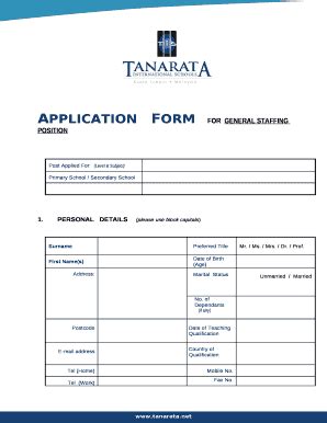 APPLICATIONFORGENERAL STAFFING POSITION Doc Template | pdfFiller