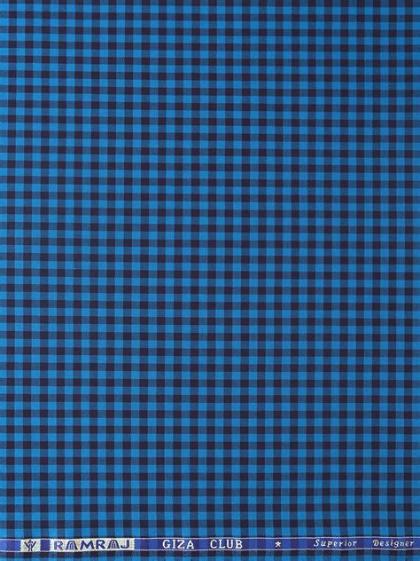 Men Cotton Checked Blue Shirt Fabric Cascade