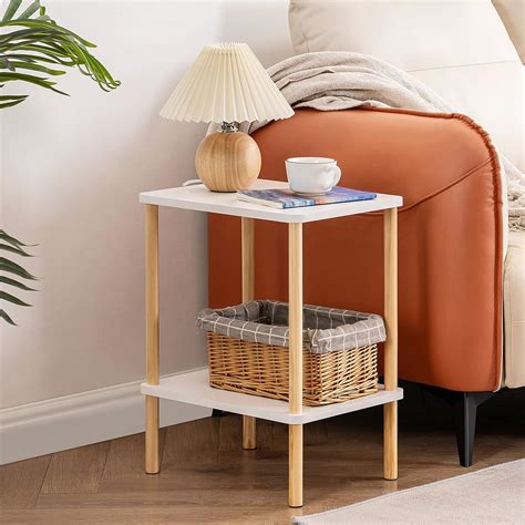 APICIZON 2 Tier Side Table, Narrow End Table with Storage Shelf ...