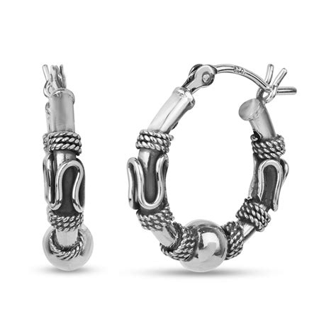 LeCalla - Buy Oxidized Balinese Click Top Hoop Earrings Online