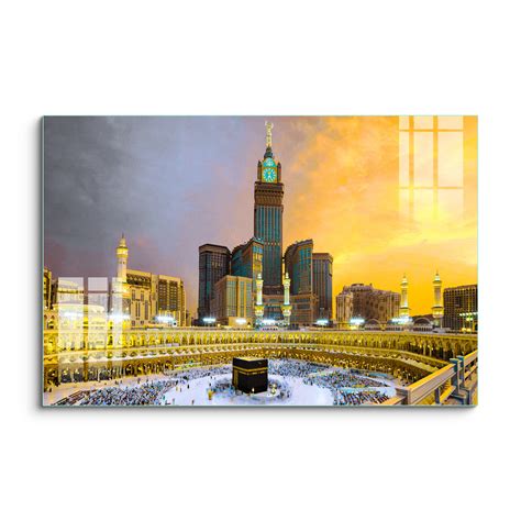 Frameless Beautiful Wall Painting for Home : Makka Madina Masjid Scene ...