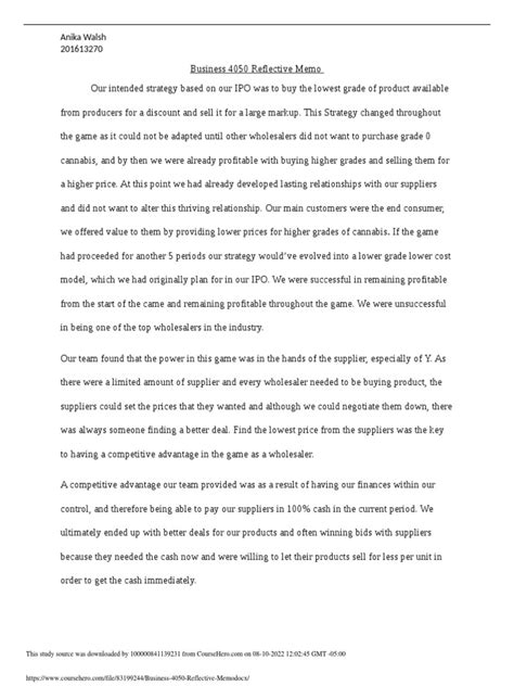 Image result for Reflective Memo Example