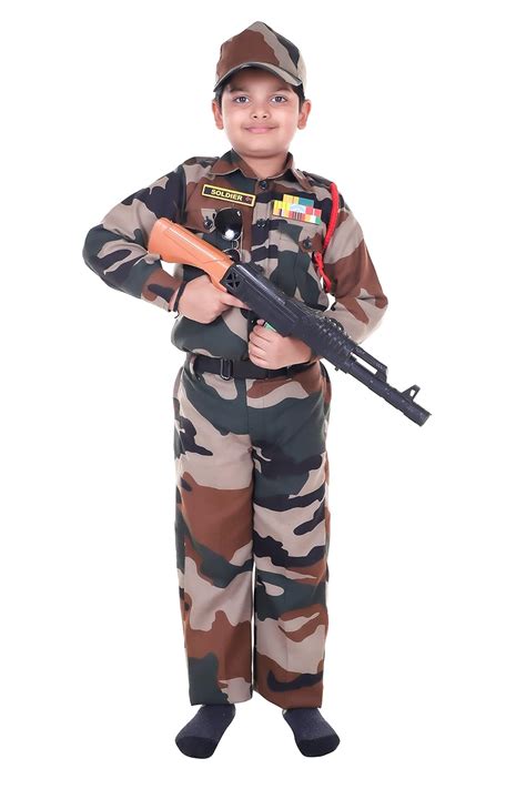 Buy Raj Costume Army Dress for Kids, Indian Military Soldier Fancy ...