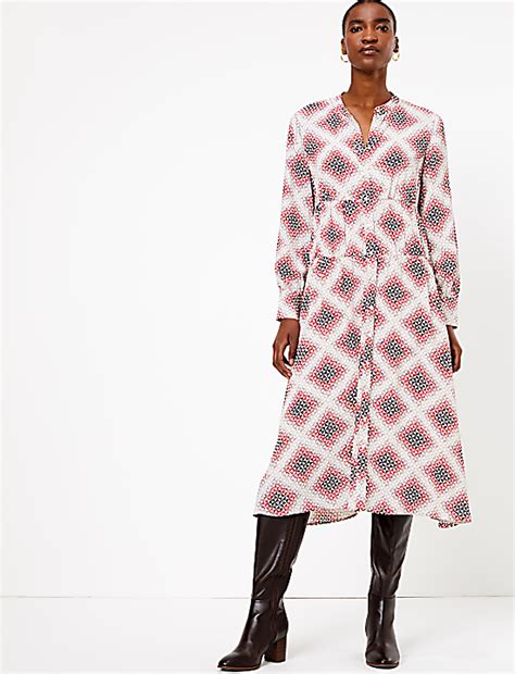 Buy Geometric Print Relaxed Midi Dress at Marks & Spencer