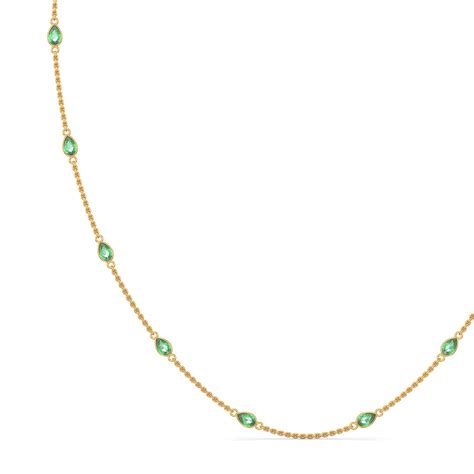 Joyalukkas Ratna Collections 22k (916) Yellow Gold and Emerald Chain ...