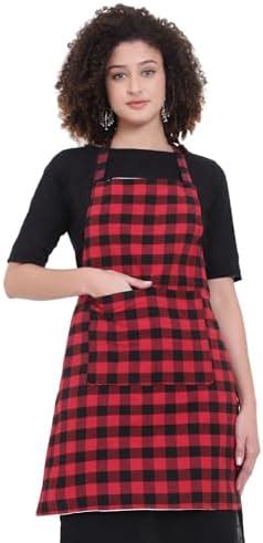 GLUN Waterproof Unisex Kitchen Apron Checkered with 2 Big Size Front ...