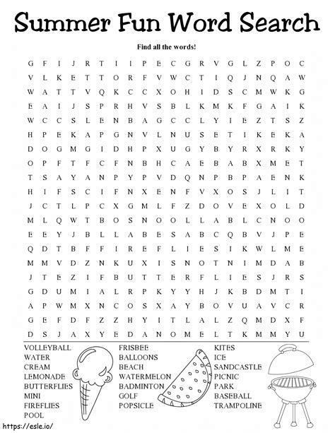 Summer Fun Word Search coloring page
