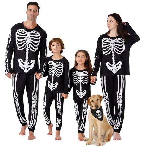 PYAEAS Matching Family Halloween Pajamas Set Funny Skeleton Print ...