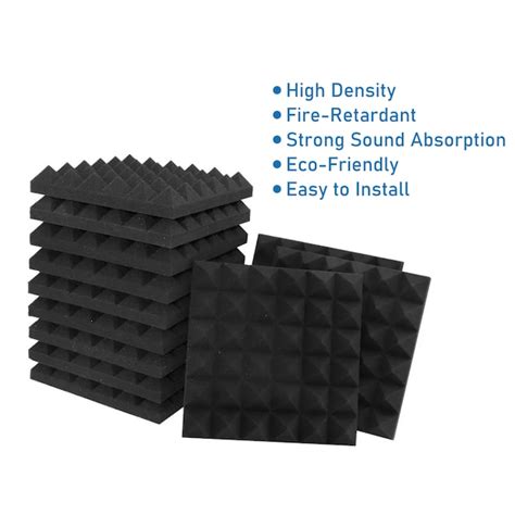 Agfabric 12-in x 12-in Black Foam Acoustic Sound Absorbing Self-stick ...