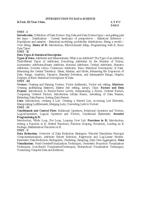 IDS - Unit 1 Notes: Intro to Data Science Concepts and R Basics - Studocu