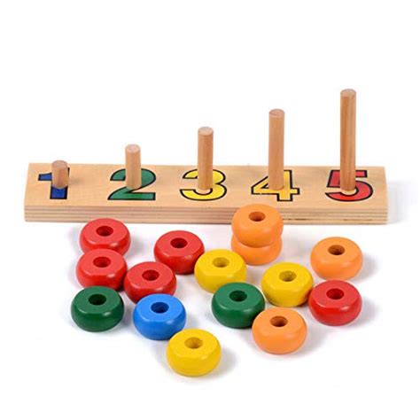 Baby Toys Count Match 1-5 Number Abacus Teaching Aids Arithmetic Wooden ...