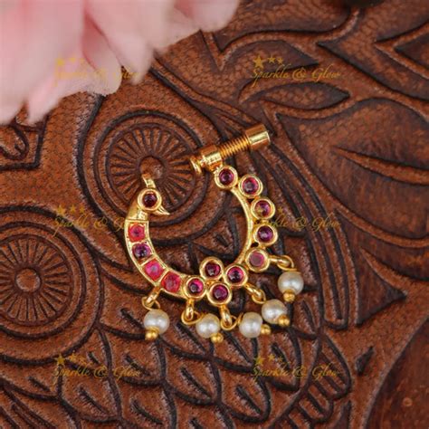 Exquisite Gold Peacock Pearl Nosepin for Festive Occasions – Sparkle ...